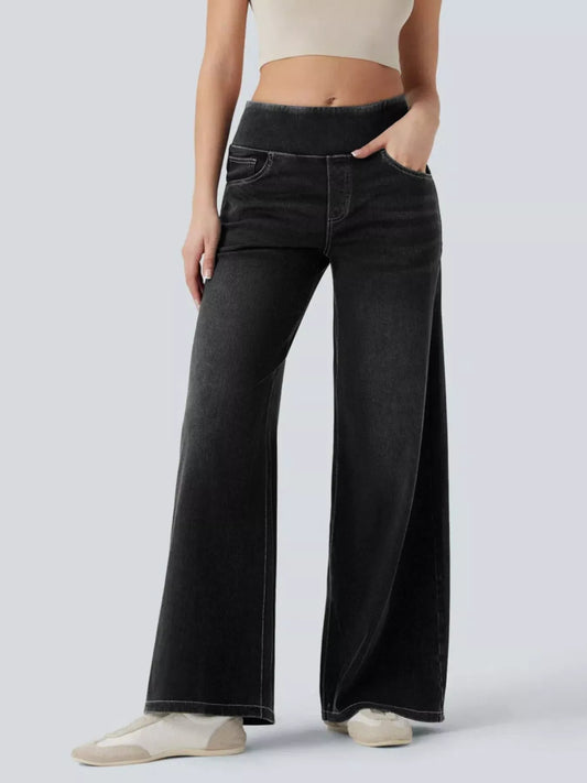 Shop High-Waisted Wide Leg Jeans - Women's Fashion | Akatonbo