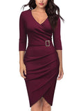 New 3/4 Sleeve V-neck Women's Dress