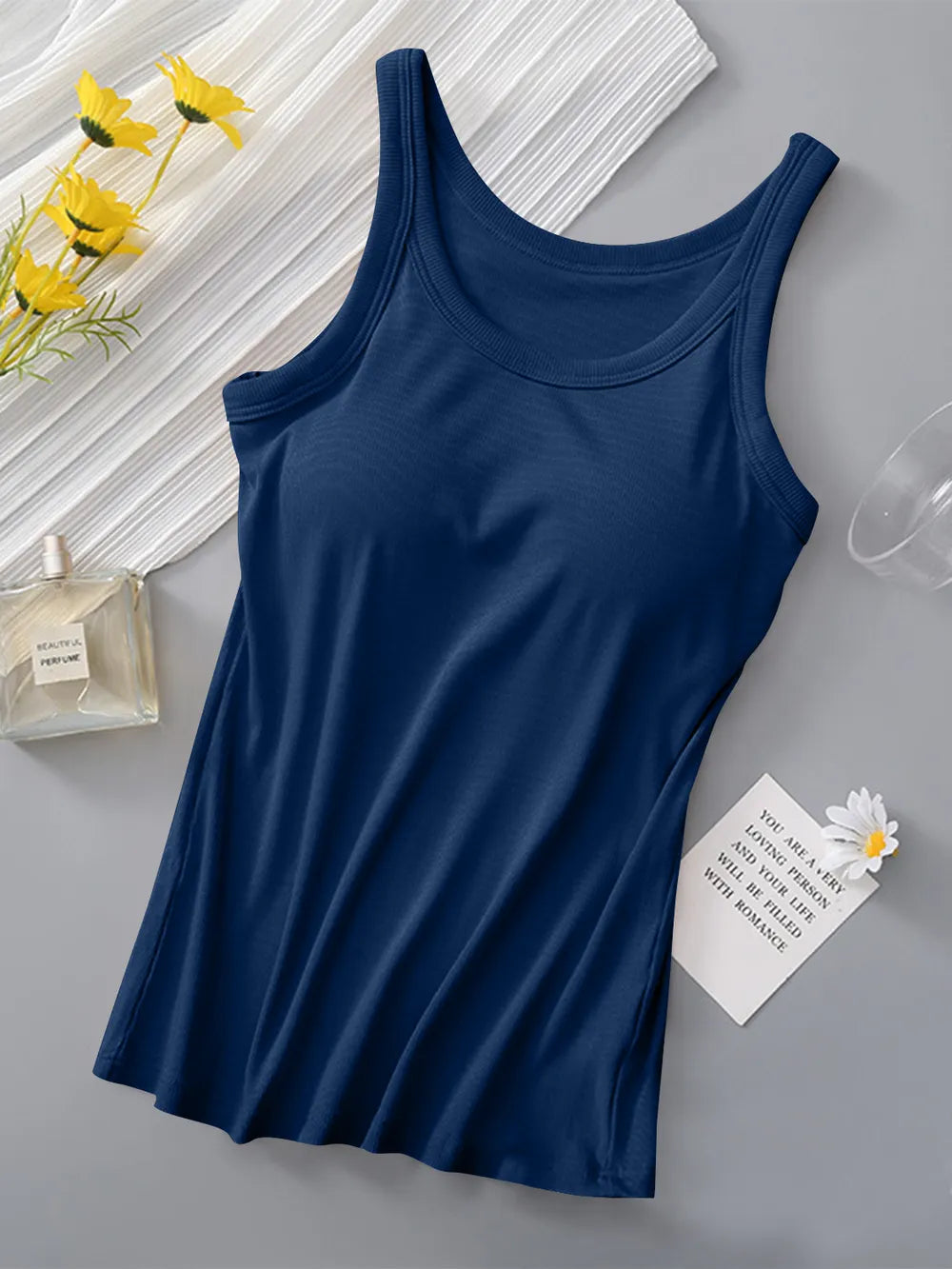 Shop Round Neck Tank with Bra - Women's Fashion | Akatonbo