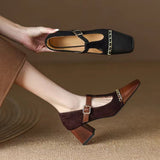 Retro Shallow Mouth Thick Single Shoes Female