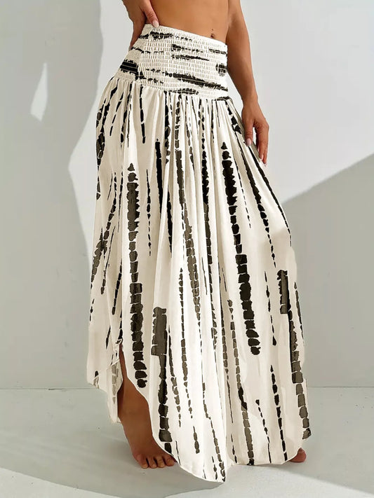 Shop Smocked Asymmetrical Hem Skirt - Women's Fashion | Akatonbo