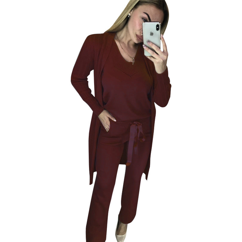 women fashion suits knitted three-piece set
