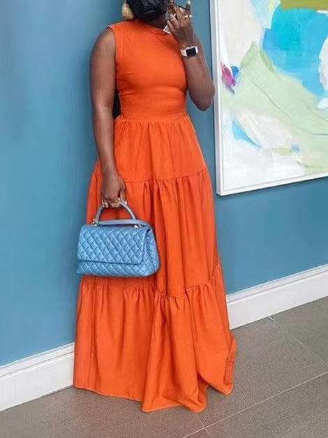 Trendy New Solid Color Women's Slim Long Dress