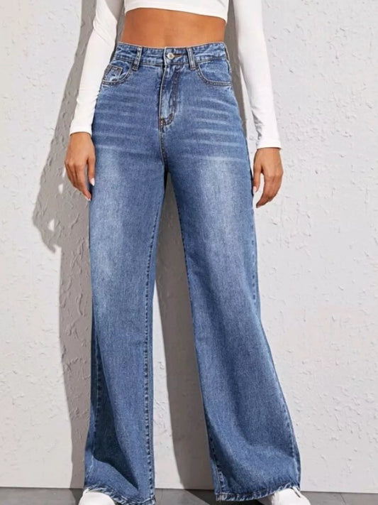 Shop High-Waisted Wide Leg Jeans - Women's Fashion | Akatonbo