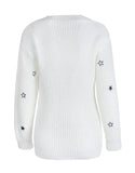 New Commuter V-Neck Solid Little Star Embroidery Sweater