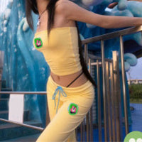 Summer Suit Embroidery Tube Top And High Waist Drawstring Bell-bottomed Pants Two-piece Set