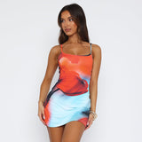 Summer Flowers Printed Suspender Dress Fashion Slim