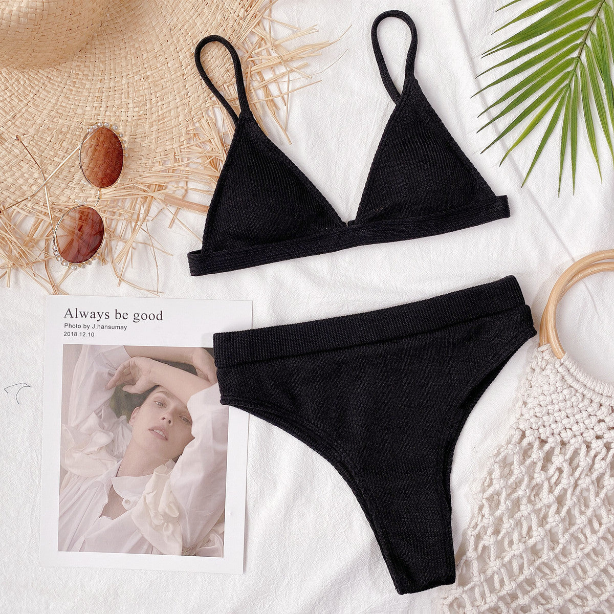 Shop Spaghetti Strap Ribbed Bikini Set - Women's Fashion | Akatonbo