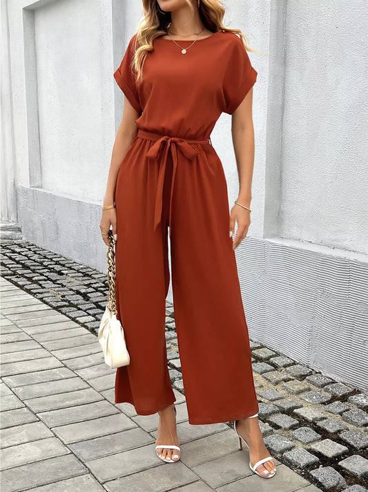 Shop Tie Waist Wide Leg Jumpsuit - Women's Fashion | Akatonbo