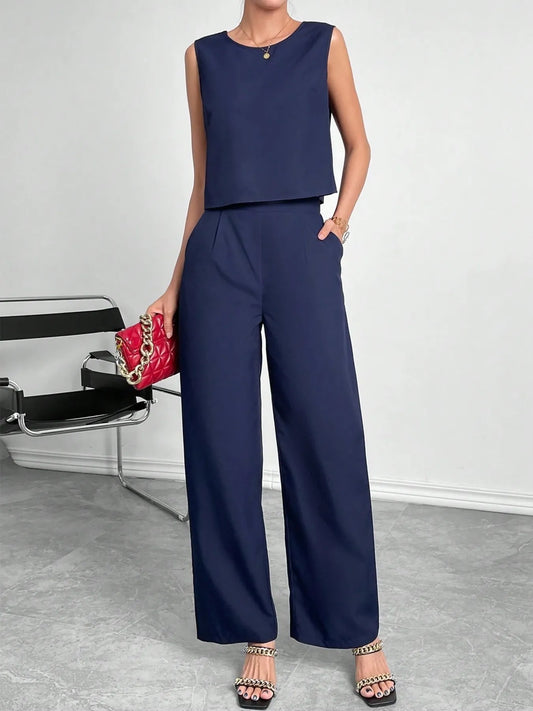 Shop Round Neck Top and Pants Set - Women's Fashion | Akatonbo