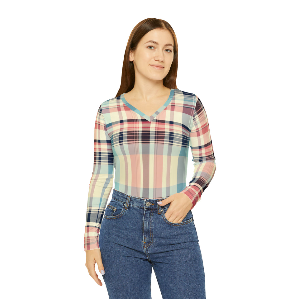 Women's Long Sleeve V-neck Shirt (AOP)