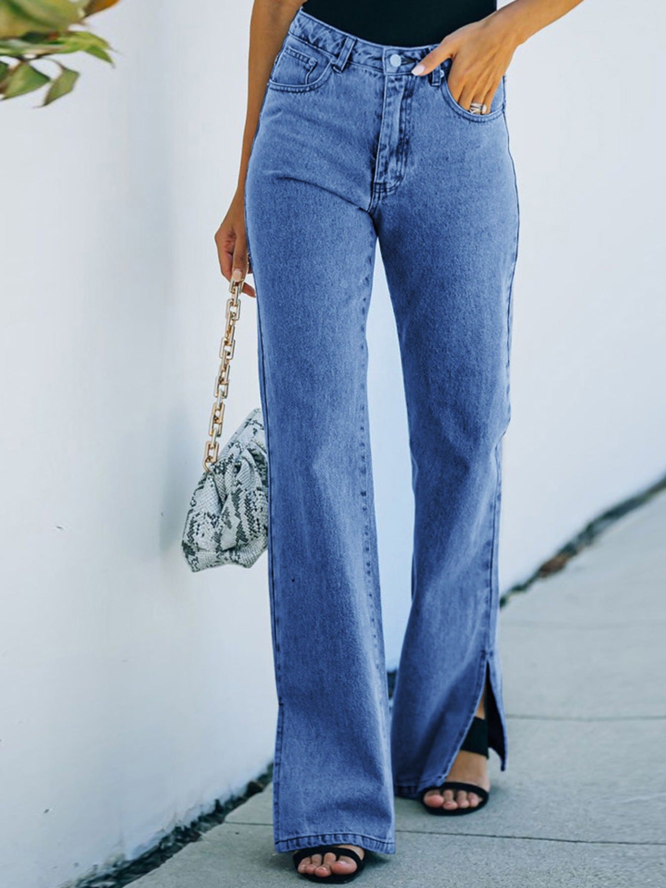 Shop Slit Hem Bootcut Jeans - Women's Fashion | Akatonbo