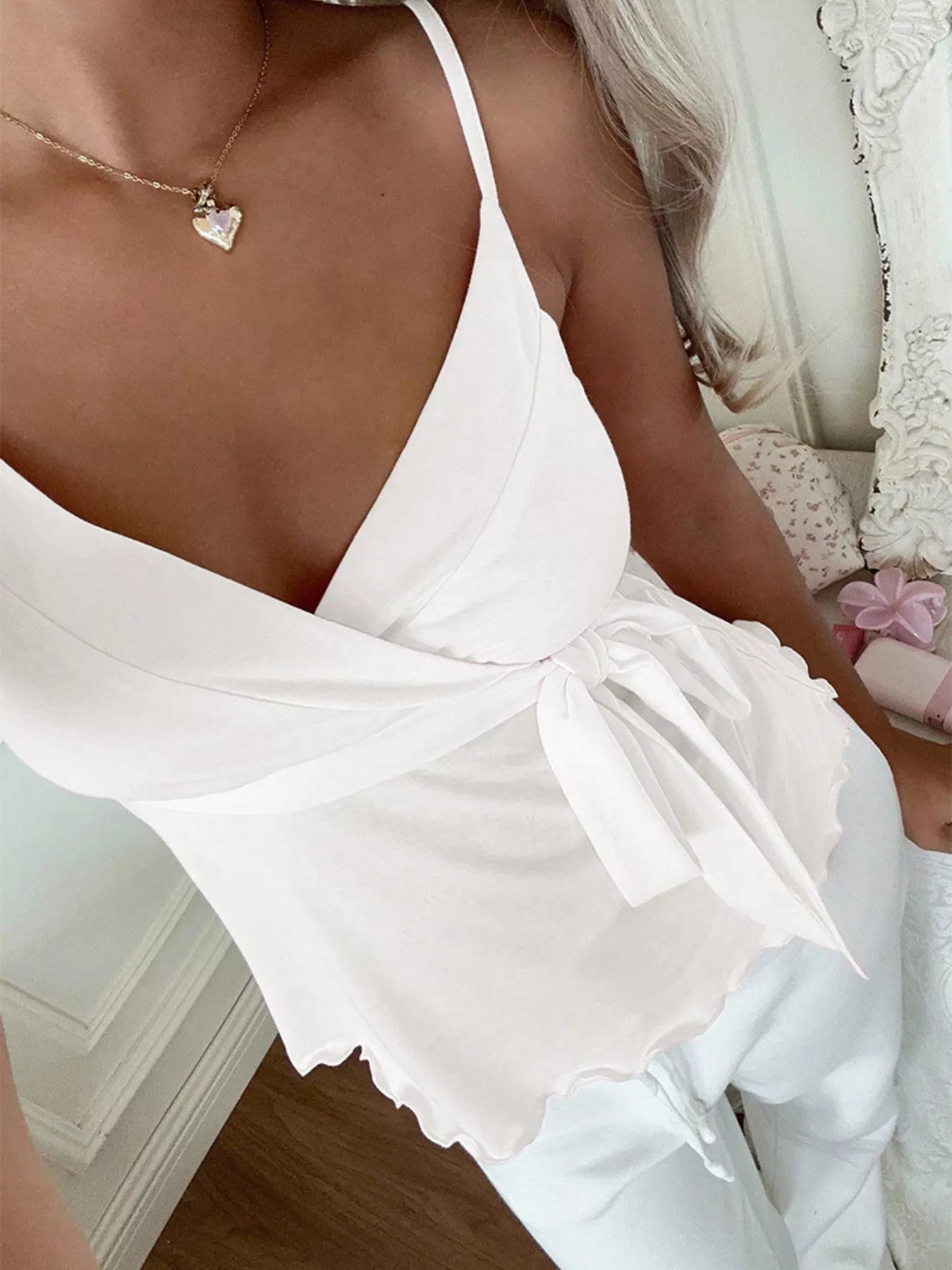 Shop Wrap Tie Surplice Cami - Women's Fashion | Akatonbo