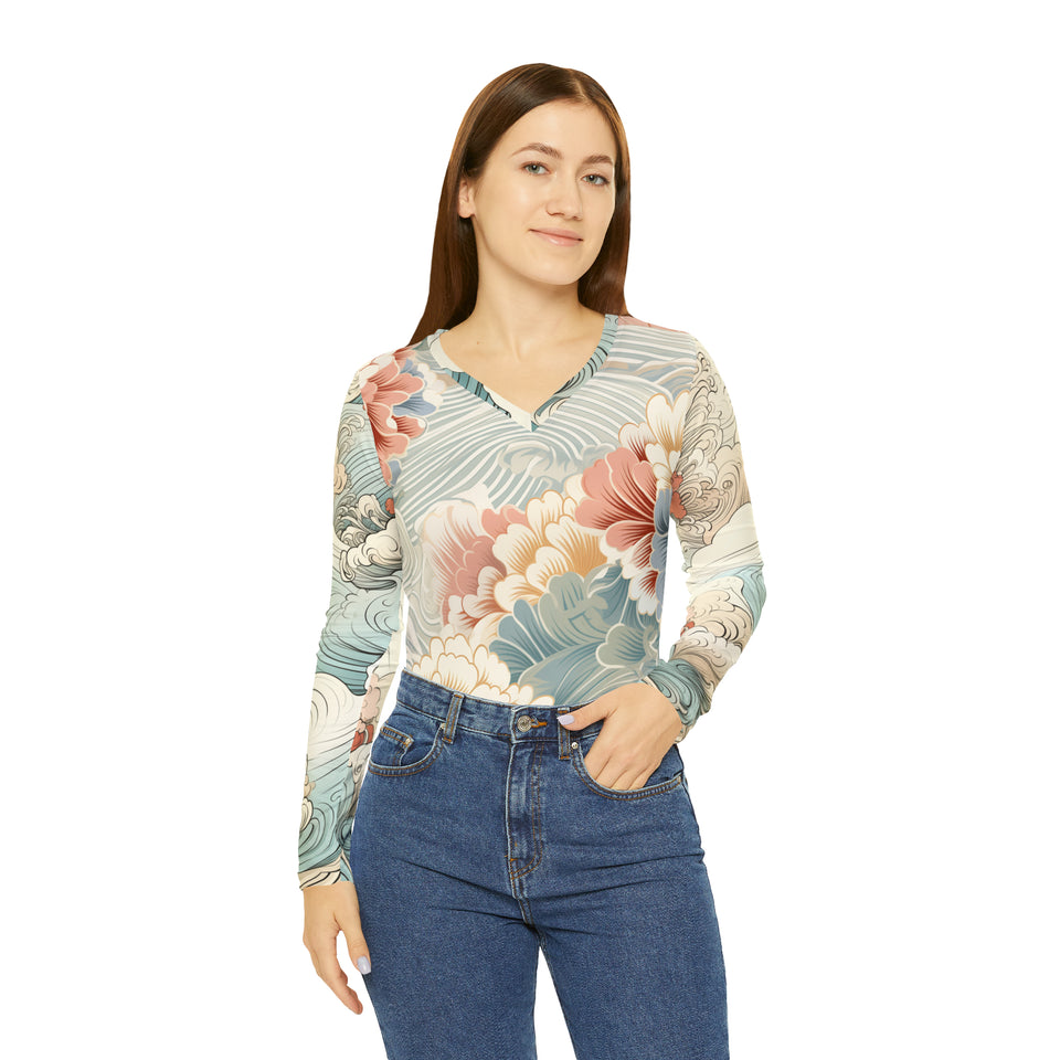 Women's Long Sleeve V-neck Shirt (AOP)