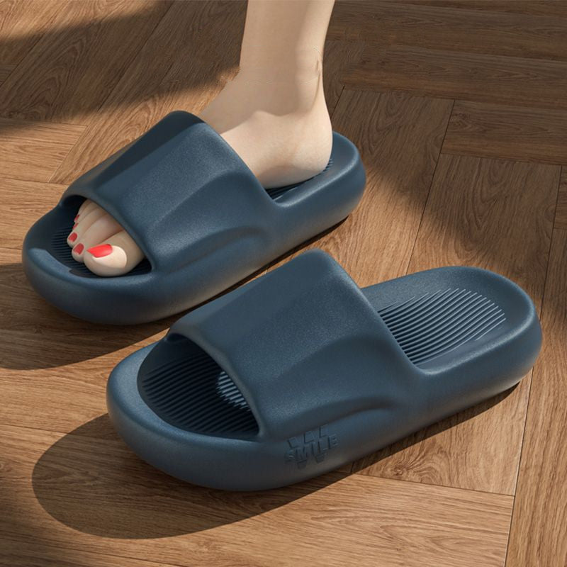 New Solid Striped Peep-toe Home Slippers