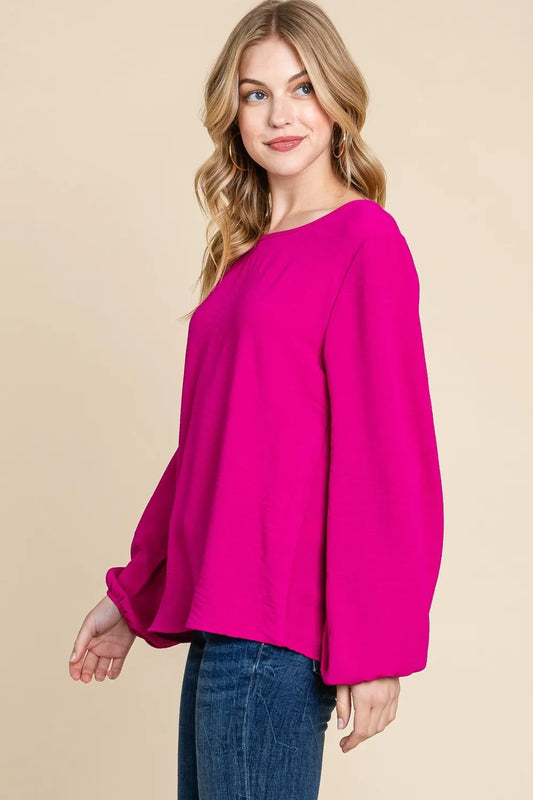 Akatonbo Bombom Textured Balloon Sleeve Top