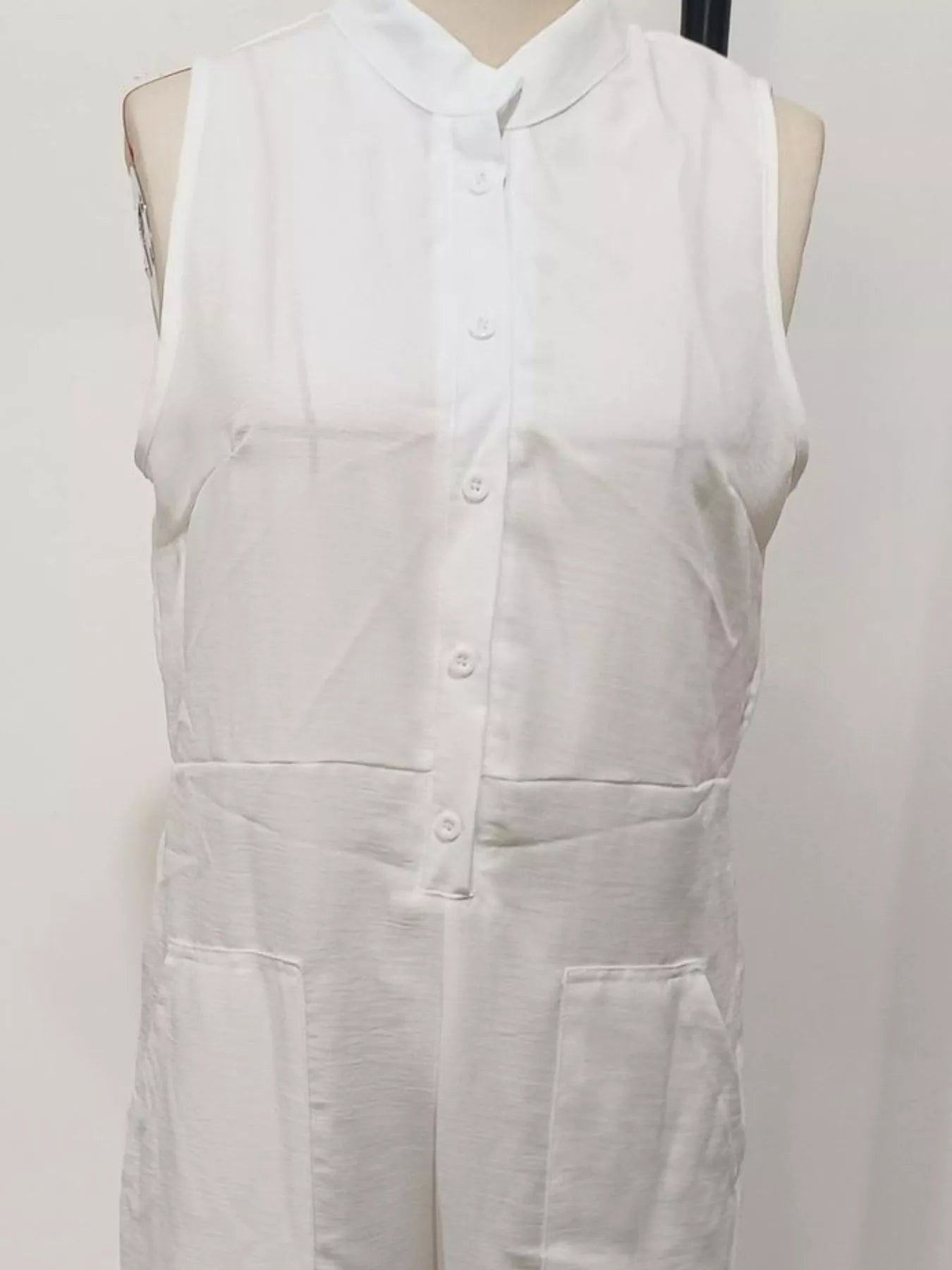 Shop Full Size Button Front Sleeveless Jumpsuit Plus Size - Women's Fashion | Akatonbo