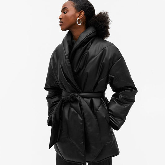 Parkas d'hiver pour femmes Manteaux en cuir amples Vestes pour dames
