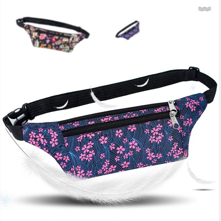 Flower Print Waist Bags Women Sports Running Fanny Pack With Double Zippers