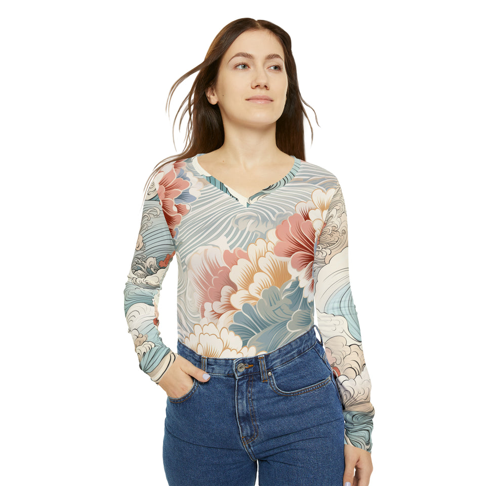 Women's Long Sleeve V-neck Shirt (AOP)