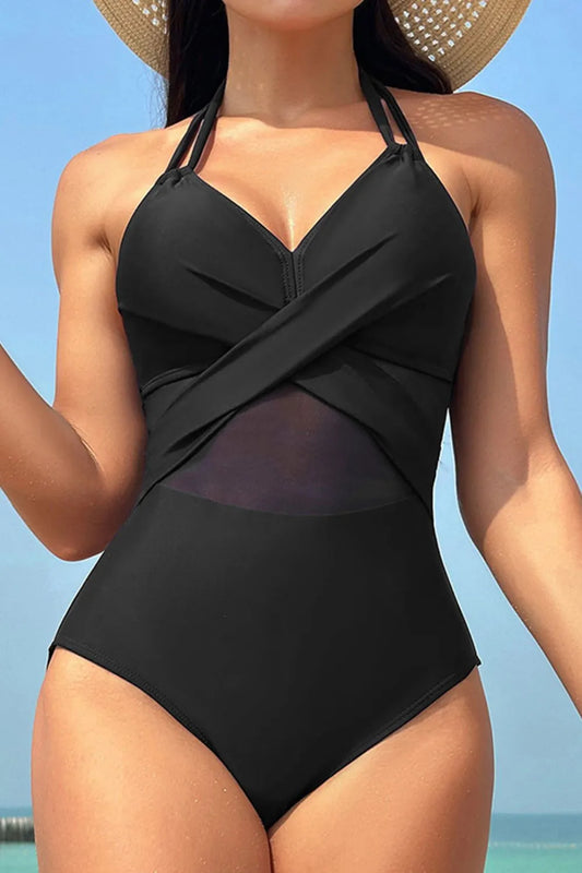 Shop Crisscross Halter Neck One-Piece Swimwear - Women's Fashion | Akatonbo