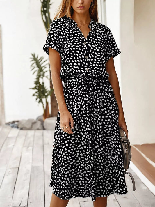Shop Animal Print Short Sleeve Dress - Women's Fashion | Akatonbo