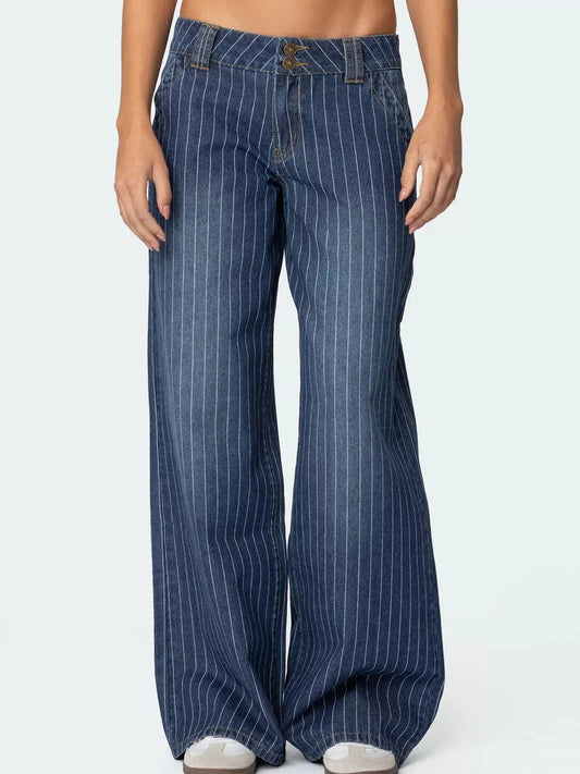 Shop Striped Wide Leg Jeans - Women's Fashion | Akatonbo