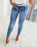 Women's Jeans Trendy High Waist Beaded Skinny Tapered Pants