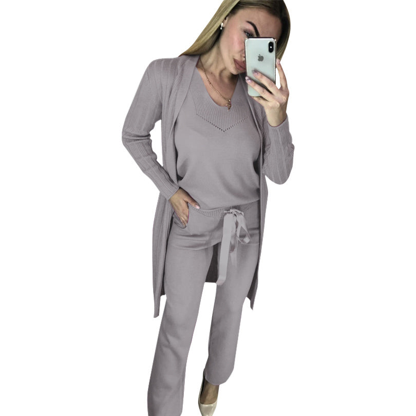 women fashion suits knitted three-piece set