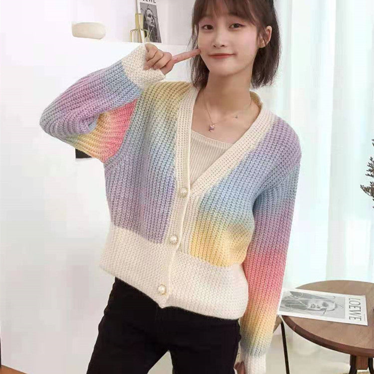Thin Sweaters  Short  Slim Hanging And Dyeing