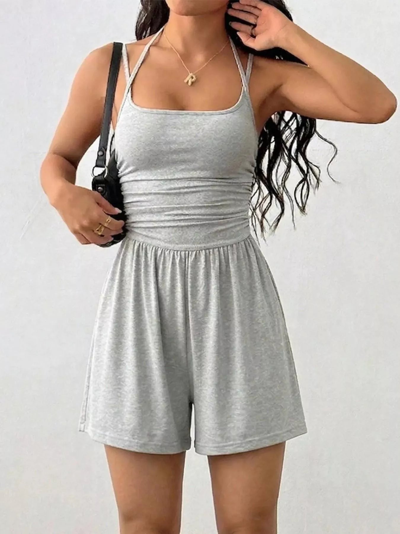 Shop Ruched Spaghetti Strap Romper - Women's Fashion | Akatonbo