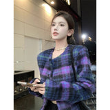 Plaid Short Woolen Coat Women