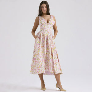 Southern Charm Women's Summer Pleated Floral Swing Dress