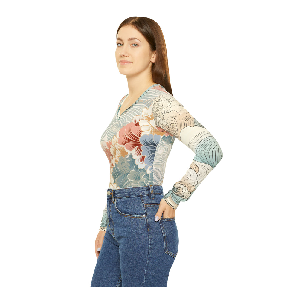 Women's Long Sleeve V-neck Shirt (AOP)