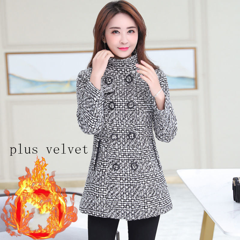 Fashion Thick Plaid woolen coat women's clothing