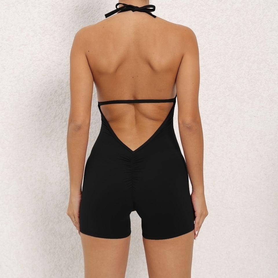 Jumpsuit Beauty Back Shorts High Elastic One-piece Fitness and Yoga