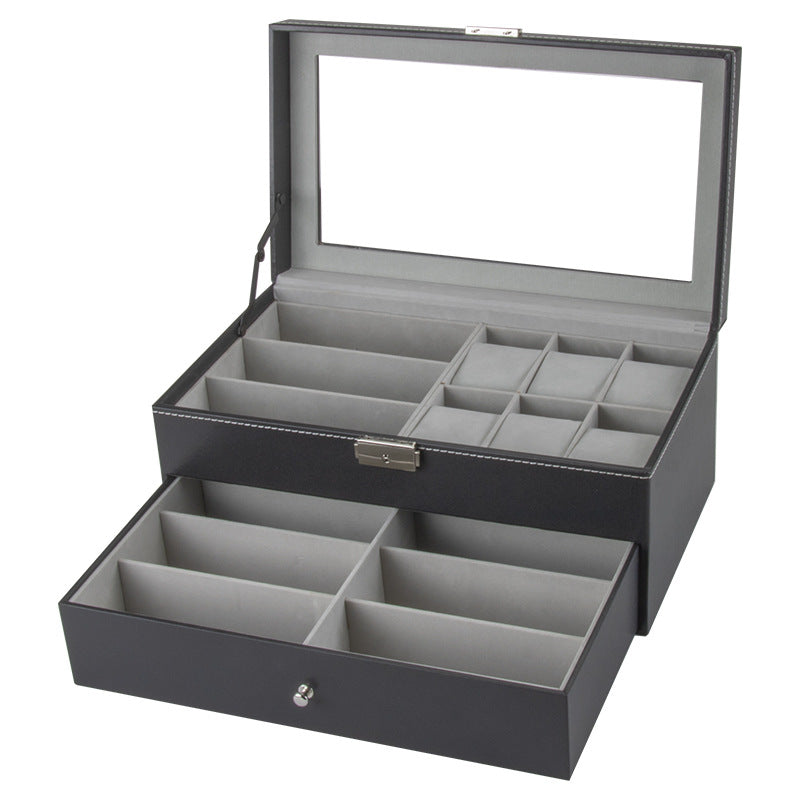 Double storage display glasses case