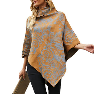 Women Printed Cape Shawl Sweater Coat