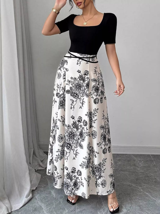 Shop Floral Print Square Neck Maxi Dress - Women's Fashion | Akatonbo
