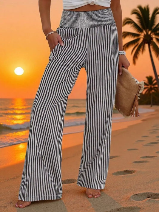 Shop Striped Wide-Leg Pants - Women's Fashion | Akatonbo