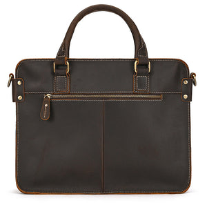 Retro Crazy Horse Leather Briefcase 14-inch Commuter Business