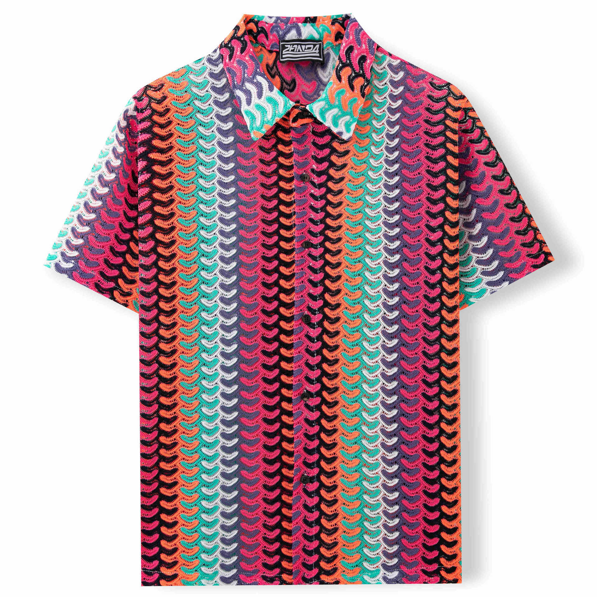 Summer New Colorful Hollow Breathable Short Sleeve Shirt