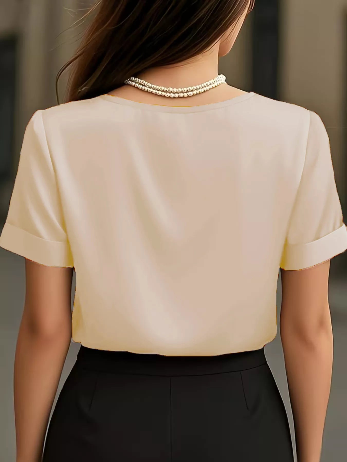 Shop V-Neck Satin Blouse - Women's Fashion | Akatonbo