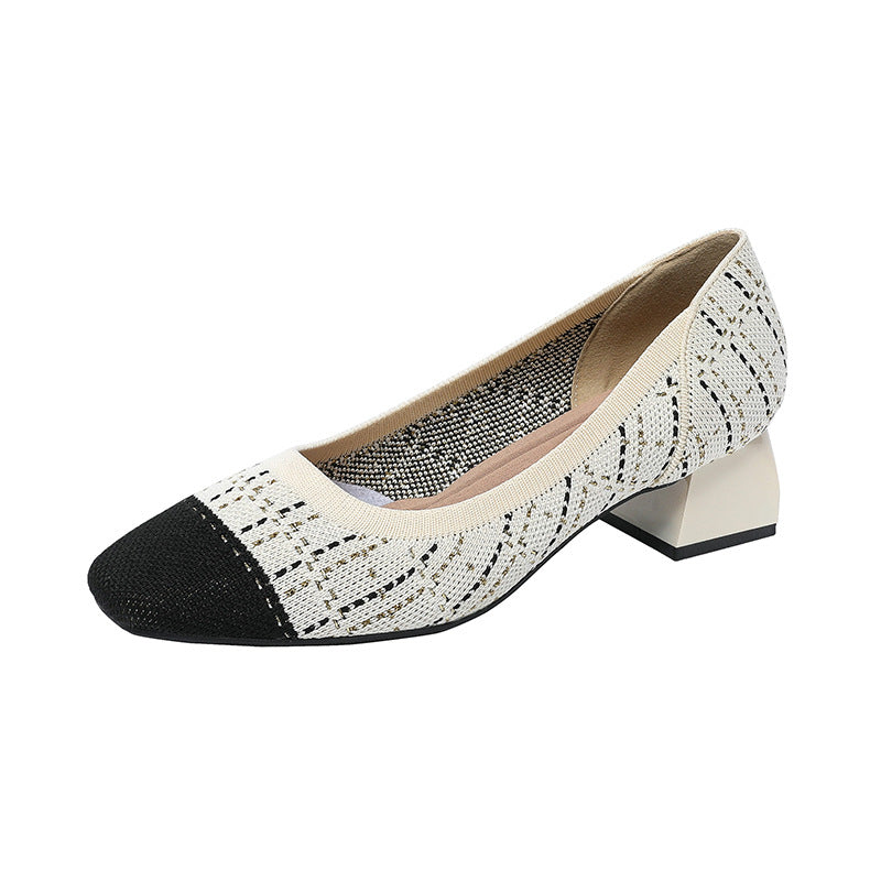 Heel Mid Heel Flying Woven Princess Shoes