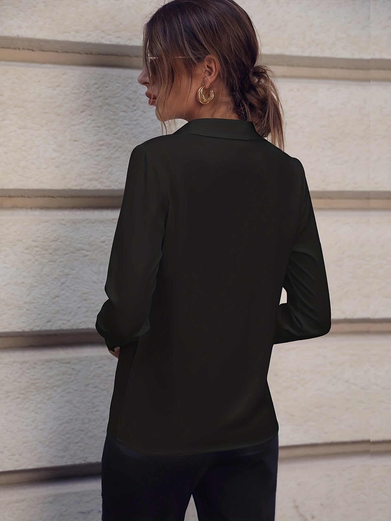 Fashionable Elegant Business Style Long Sleeve Shirt With Pearl Button