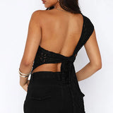 Ins Lace Backless Top Summer Solid Color Waistless Top