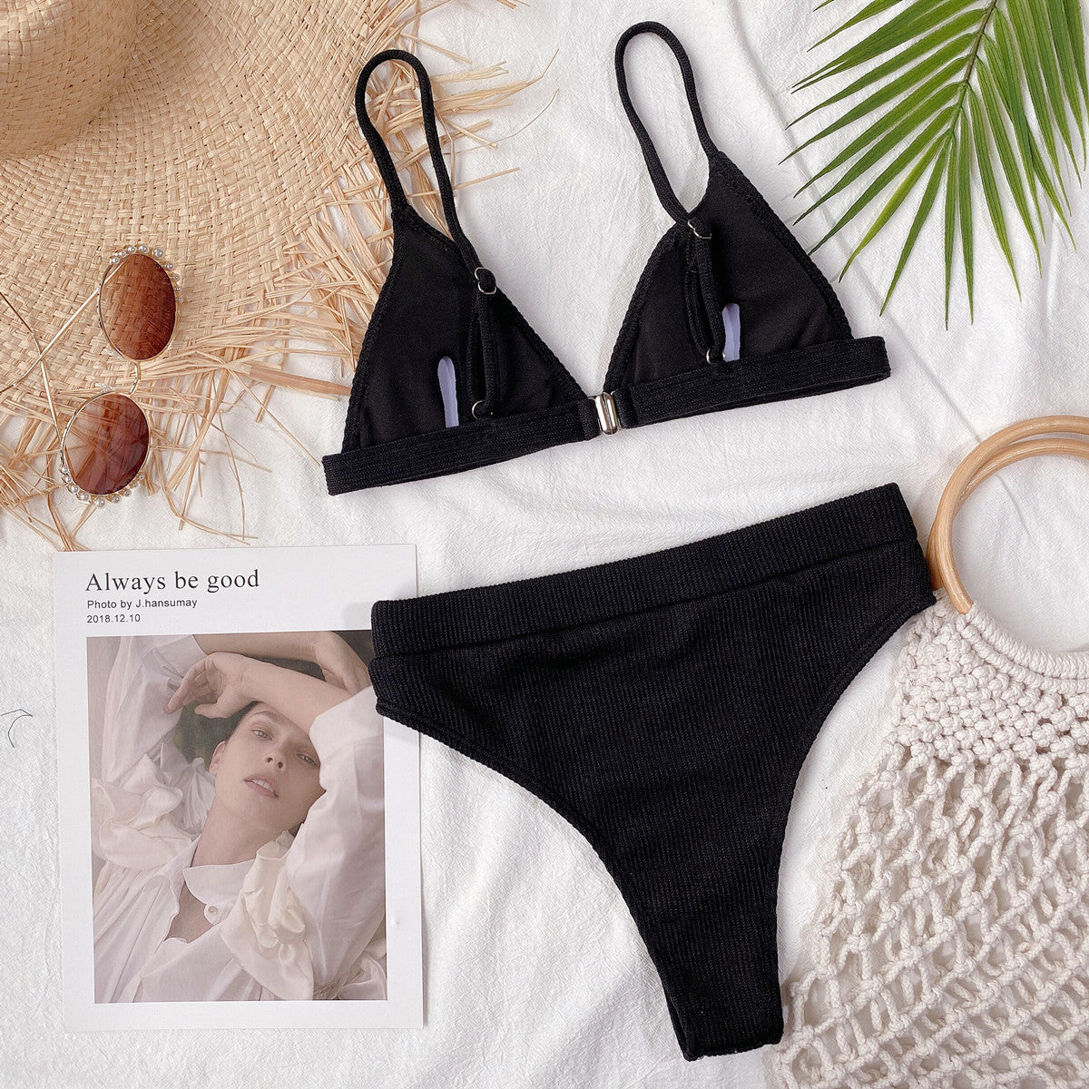 Shop Spaghetti Strap Ribbed Bikini Set - Women's Fashion | Akatonbo