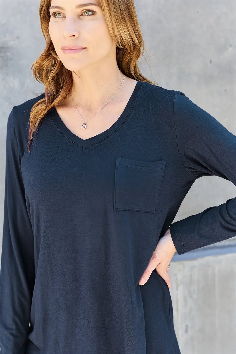 Shop Basic Bae Full Size V-Neck Long Sleeve Top - Women's Fashion | Akatonbo