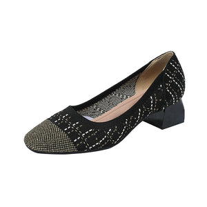 Heel Mid Heel Flying Woven Princess Shoes