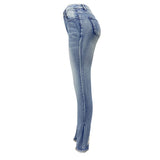 Women's Jeans Trendy High Waist Beaded Skinny Tapered Pants